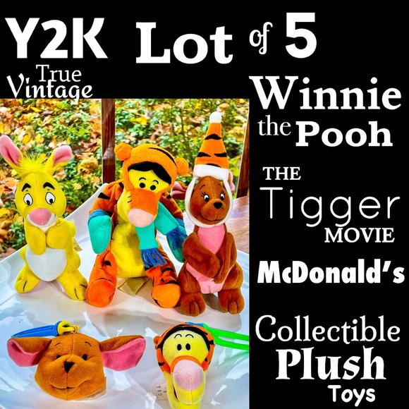 ▪️VTG▪️DISNEY▪️Mixed Lot of 5 McDonald's Winnie The Pooh/Tigger Movie Plush Toys - Picture 1 of 12